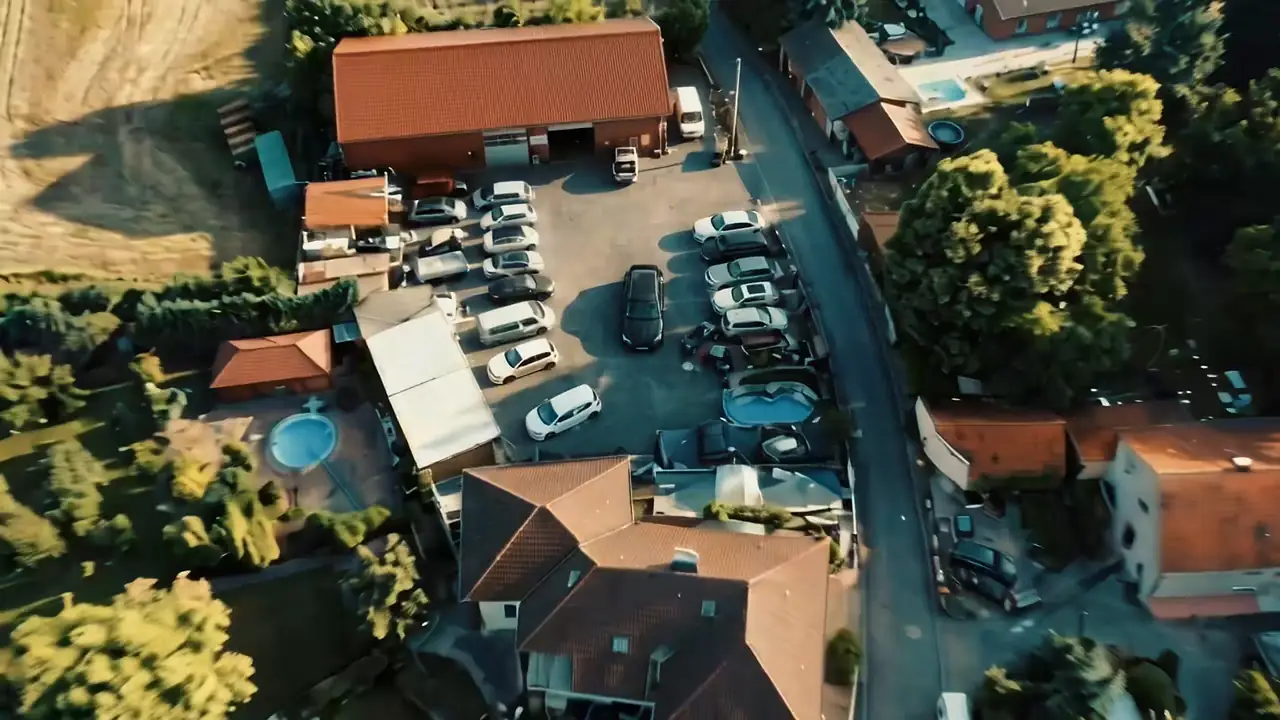 Luftaufnahme der KFZ-Meisterwerkstatt K-Performance in Burgpreppach